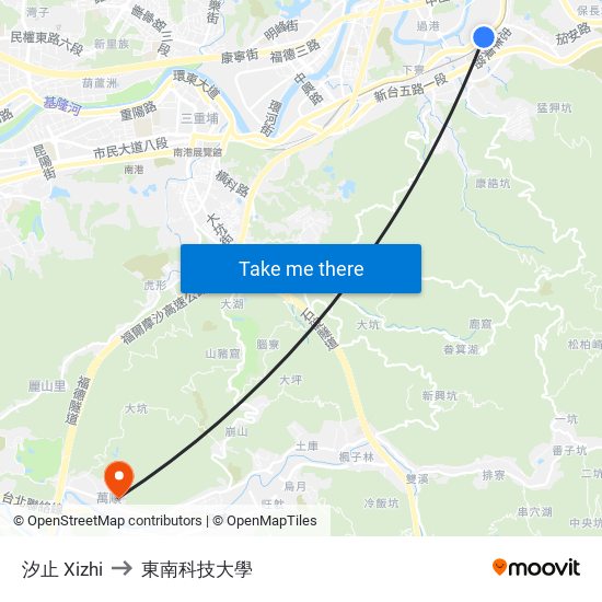 汐止 Xizhi to 東南科技大學 map