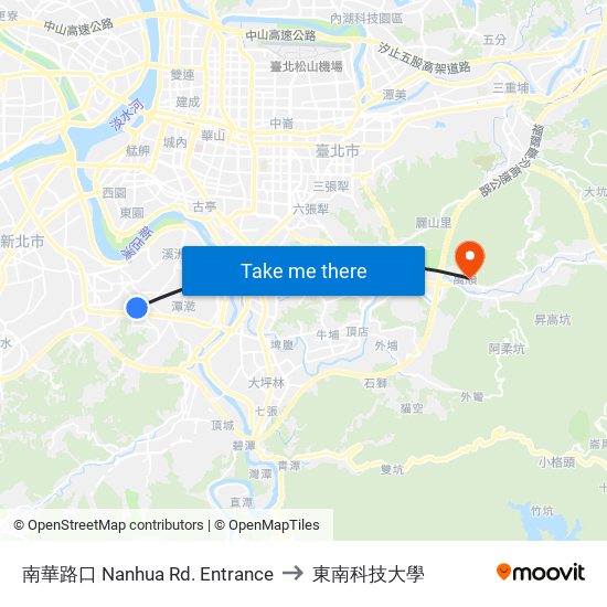 南華路口 Nanhua Rd. Entrance to 東南科技大學 map