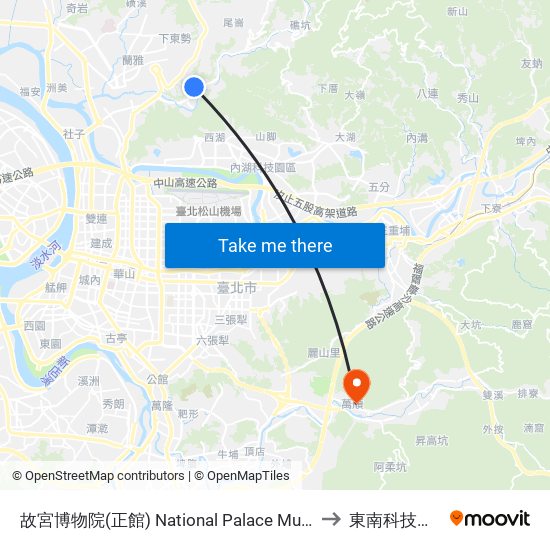 故宮博物院(正館) National Palace Museum (I) to 東南科技大學 map