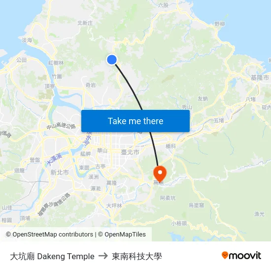 大坑廟 Dakeng Temple to 東南科技大學 map