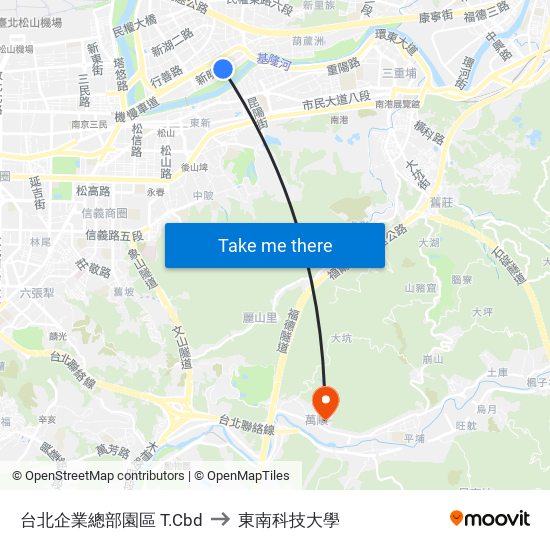 台北企業總部園區 T.Cbd to 東南科技大學 map