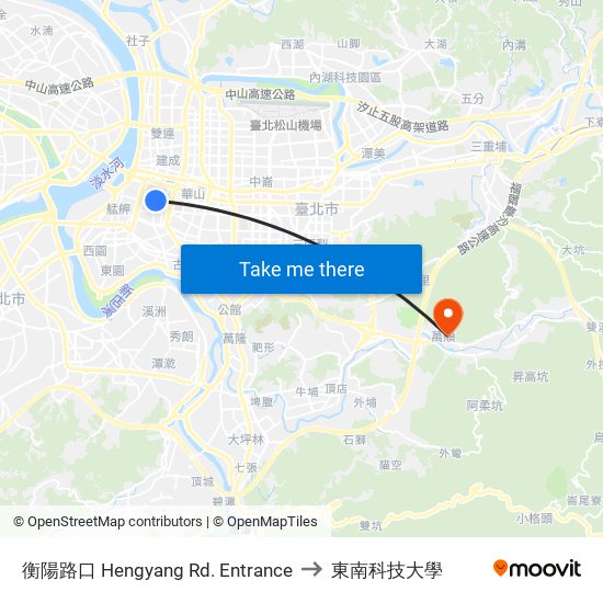 衡陽路口 Hengyang Rd. Entrance to 東南科技大學 map