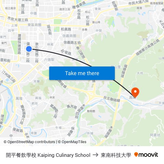 開平餐飲學校 Kaiping Culinary School to 東南科技大學 map