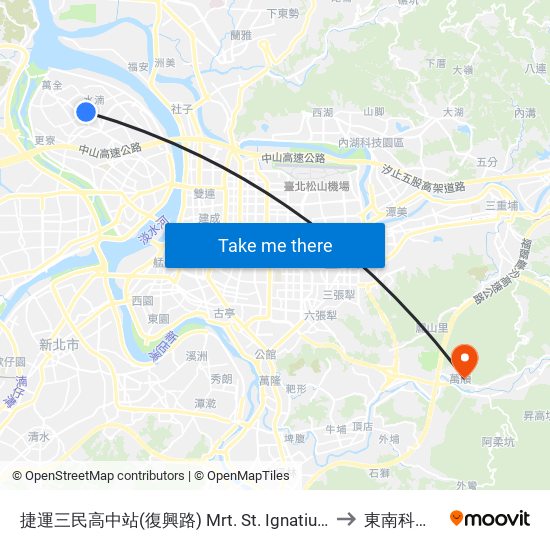 捷運三民高中站(復興路) Mrt. St. Ignatius High School to 東南科技大學 map