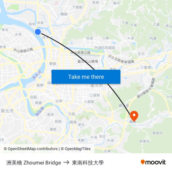洲美橋 Zhoumei Bridge to 東南科技大學 map