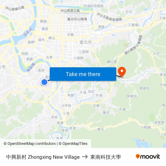 中興新村 Zhongxing New Village to 東南科技大學 map