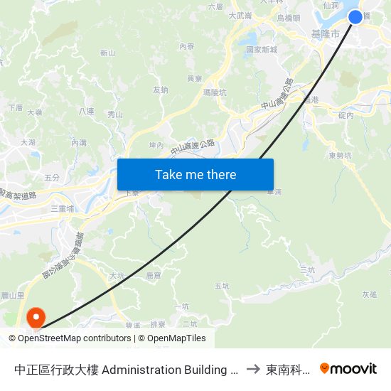 中正區行政大樓 Administration Building Of Zhongzheng District to 東南科技大學 map