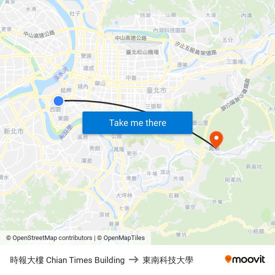 時報大樓 Chian Times Building to 東南科技大學 map