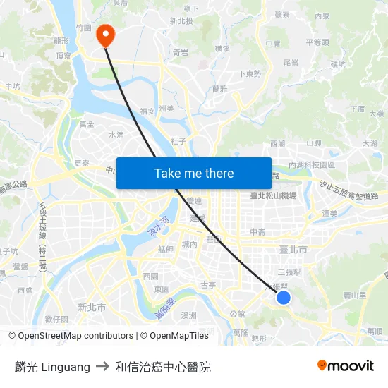 麟光 Linguang to 和信治癌中心醫院 map