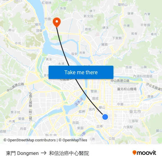 東門 Dongmen to 和信治癌中心醫院 map