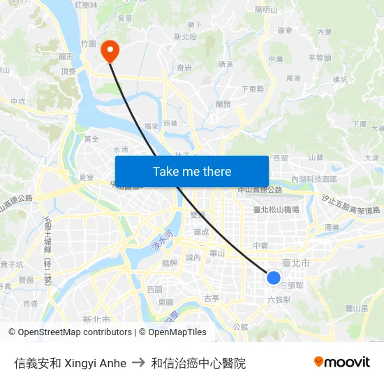 信義安和 Xingyi Anhe to 和信治癌中心醫院 map