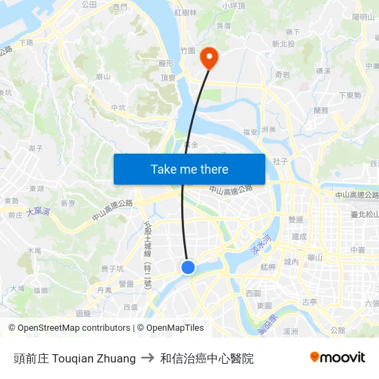 頭前庄 Touqian Zhuang to 和信治癌中心醫院 map
