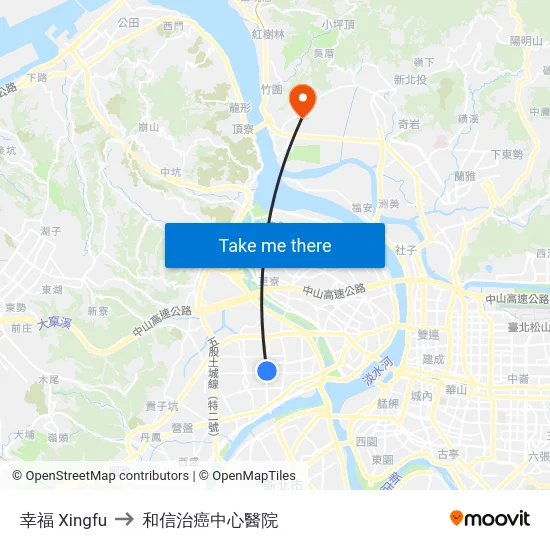 幸福 Xingfu to 和信治癌中心醫院 map