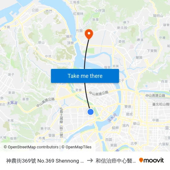 神農街369號 No.369 Shennong St. to 和信治癌中心醫院 map