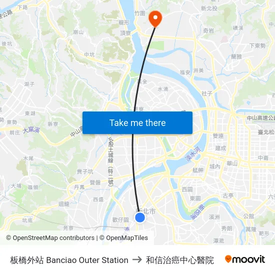 板橋外站 Banciao Outer Station to 和信治癌中心醫院 map