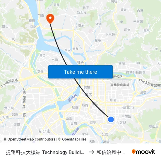 捷運科技大樓站 Technology Building Station to 和信治癌中心醫院 map