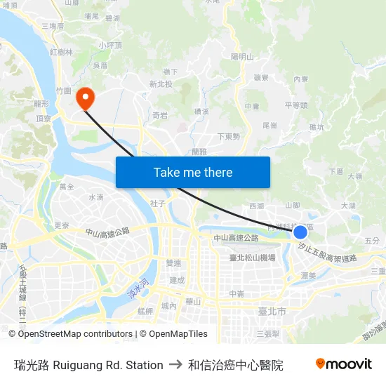 瑞光路 Ruiguang Rd. Station to 和信治癌中心醫院 map