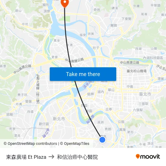 東森廣場 Et Plaza to 和信治癌中心醫院 map
