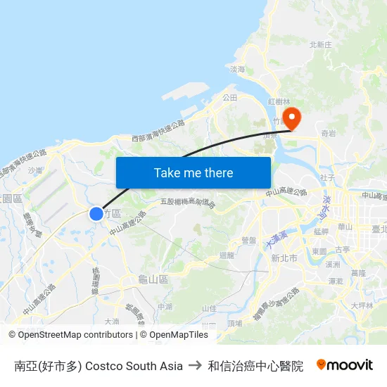 南亞(好市多) Costco South Asia to 和信治癌中心醫院 map