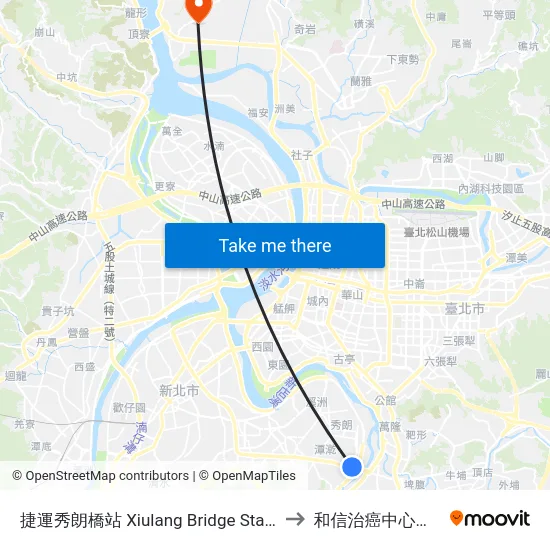 捷運秀朗橋站 Xiulang Bridge Station to 和信治癌中心醫院 map
