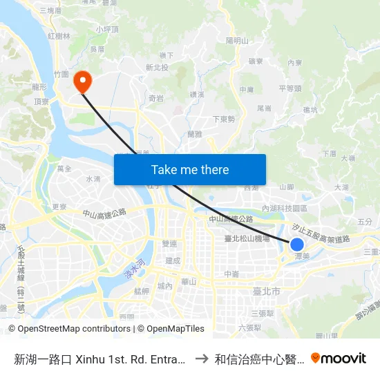 新湖一路口 Xinhu 1st. Rd. Entrance to 和信治癌中心醫院 map