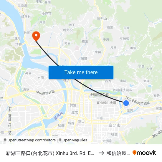 新湖三路口(台北花市) Xinhu 3rd. Rd. Entrance (Taipei Flower Market) to 和信治癌中心醫院 map