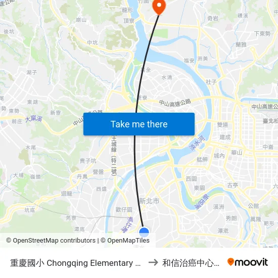 重慶國小 Chongqing Elementary School to 和信治癌中心醫院 map