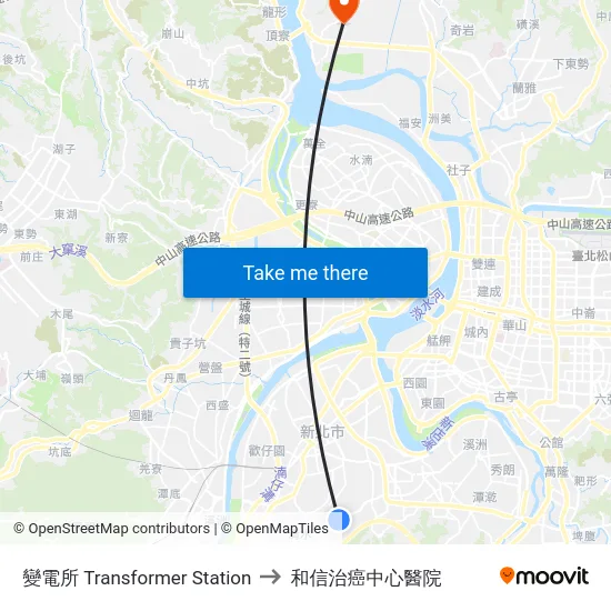 變電所 Transformer Station to 和信治癌中心醫院 map