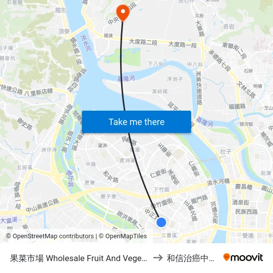 果菜市場 Wholesale Fruit And Vegetable Market to 和信治癌中心醫院 map