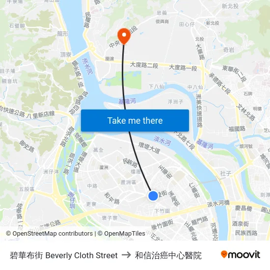 碧華布街 Beverly Cloth Street to 和信治癌中心醫院 map