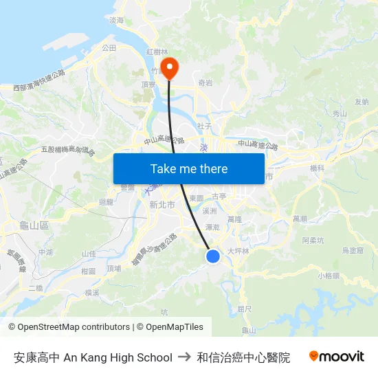 安康高中 An Kang High School to 和信治癌中心醫院 map