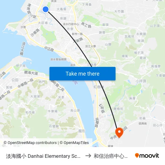 淡海國小 Danhai Elementary School to 和信治癌中心醫院 map