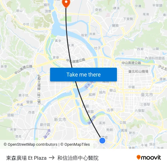 東森廣場 Et Plaza to 和信治癌中心醫院 map