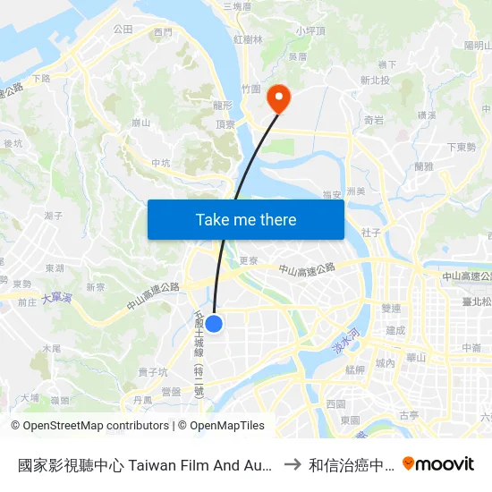 國家影視聽中心 Taiwan Film And Audiovisual Institute to 和信治癌中心醫院 map