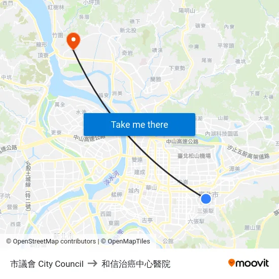 市議會 City Council to 和信治癌中心醫院 map