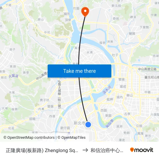 正隆廣場(板新路) Zhenglong Square to 和信治癌中心醫院 map