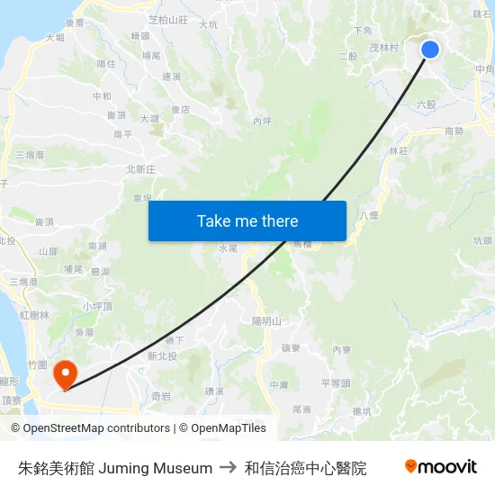 朱銘美術館 Juming Museum to 和信治癌中心醫院 map