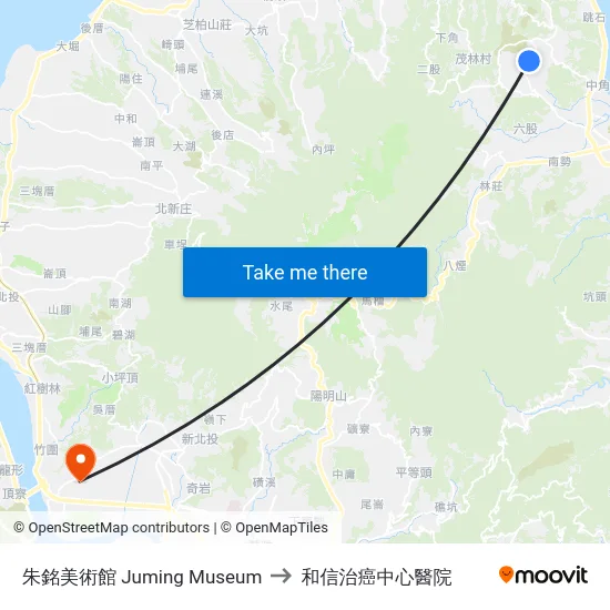 朱銘美術館 Juming Museum to 和信治癌中心醫院 map