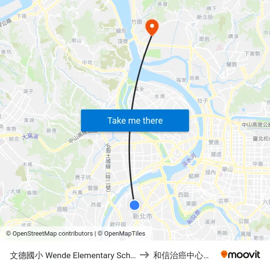 文德國小 Wende Elementary School to 和信治癌中心醫院 map