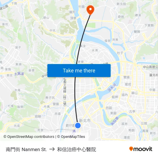 南門街 Nanmen St. to 和信治癌中心醫院 map