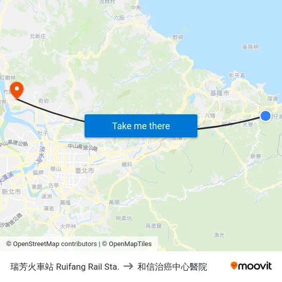 瑞芳火車站 Ruifang Rail Sta. to 和信治癌中心醫院 map