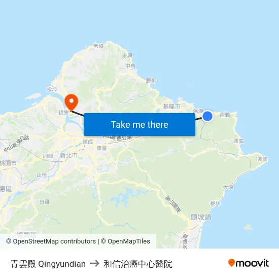 青雲殿 Qingyundian to 和信治癌中心醫院 map