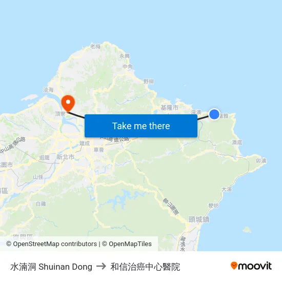 水湳洞 Shuinan Dong to 和信治癌中心醫院 map