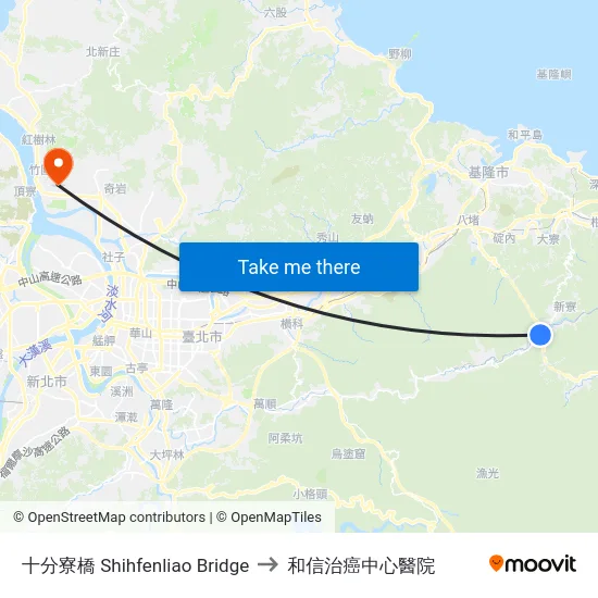 十分寮橋 Shihfenliao Bridge to 和信治癌中心醫院 map
