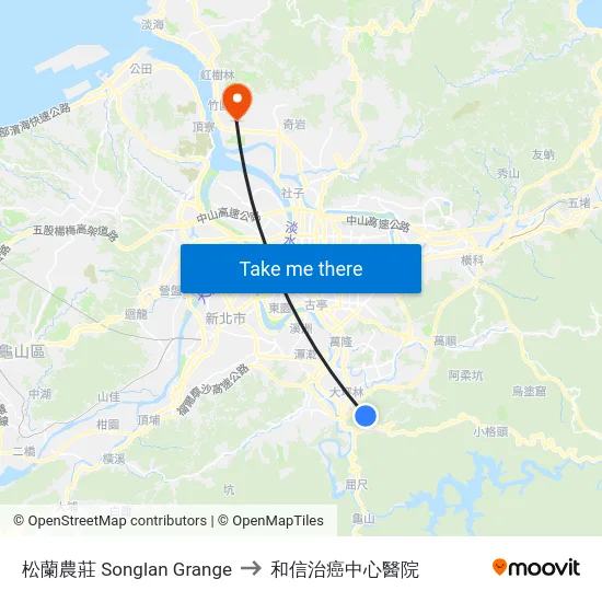 松蘭農莊 Songlan Grange to 和信治癌中心醫院 map