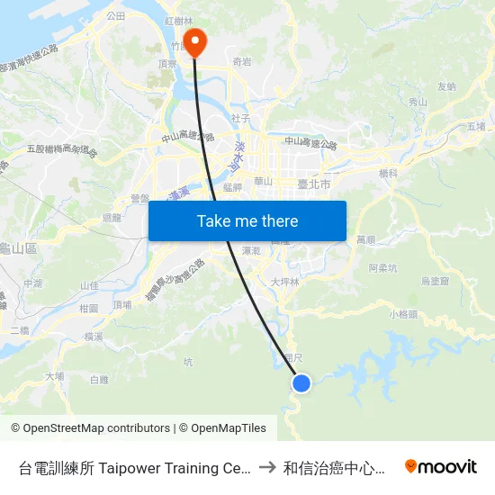 台電訓練所 Taipower Training Center to 和信治癌中心醫院 map