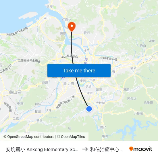 安坑國小 Ankeng Elementary School to 和信治癌中心醫院 map