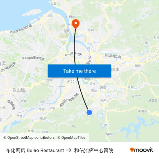 布佬廚房 Bulao Restaurant to 和信治癌中心醫院 map