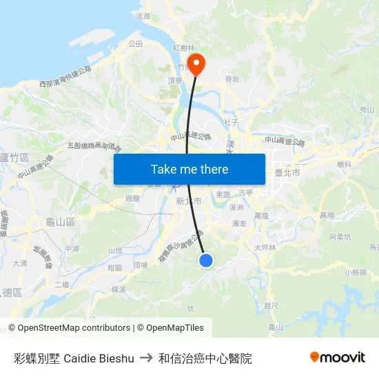 彩蝶別墅 Caidie Bieshu to 和信治癌中心醫院 map
