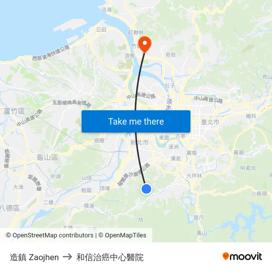 造鎮 Zaojhen to 和信治癌中心醫院 map